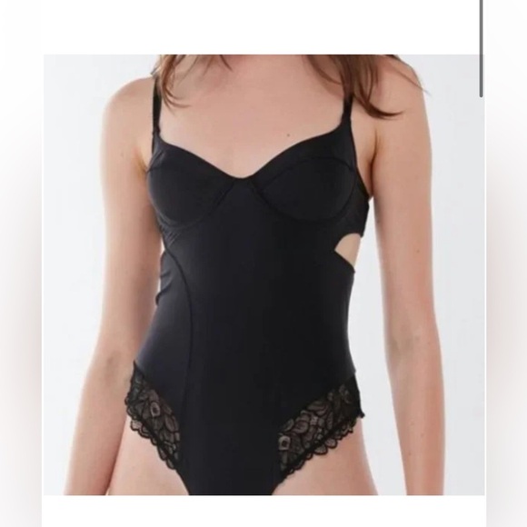 UO Out From Under Satin Lace Trim Bustier Bodysuit XS - Picture 1 of 10